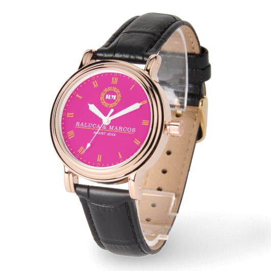 Engraved Monogram Couples Minimalist Personalized  Armbanduhr (Winkel)