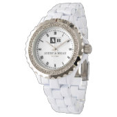 Engraved Monogram Couples Minimalist Personalized  Armbanduhr (Schrägansicht)