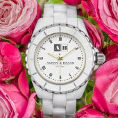 Engraved Monogram Couples Minimalist Personalized Armbanduhr