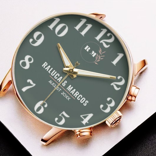 Engraved Monogram Couples Minimalist Personalized Armbanduhr