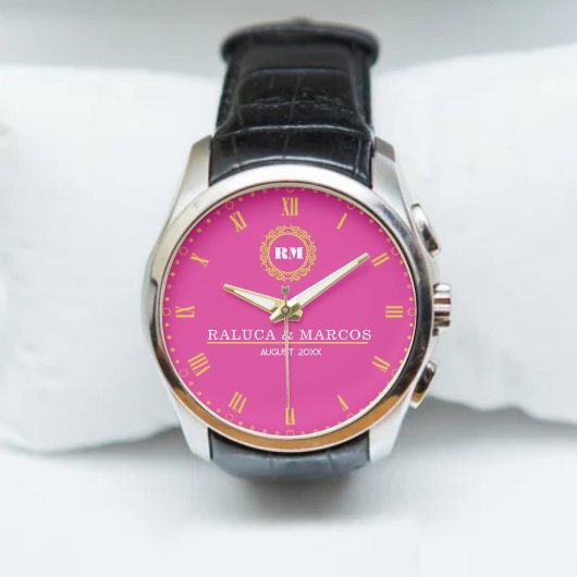 Engraved Monogram Couples Minimalist Personalized  Armbanduhr