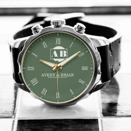 Engraved Monogram Couples Minimalist Personalized Armbanduhr