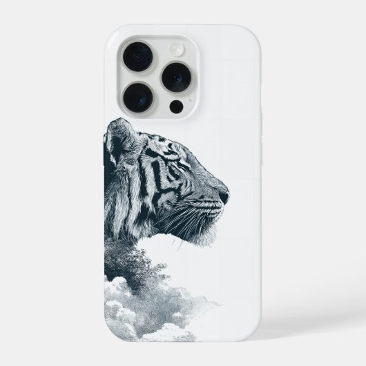 Engraved Tiger Profile Mystic Forest iPhone Hülle (Rückseite)