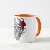 Engraving Skull Red Flower Tasse (VorderseiteRechts)