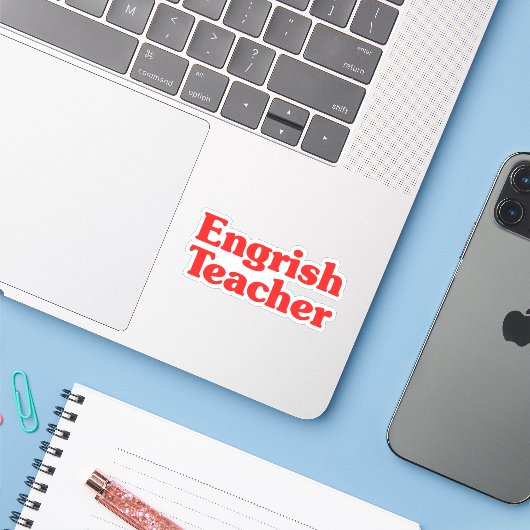Engrish Teacher Aufkleber (Laptop mit iPhone)