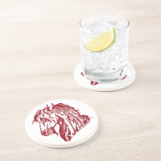 Engry Devil Pferd in Rot und wählen Sie Ihren Hint Untersetzer (Seite)