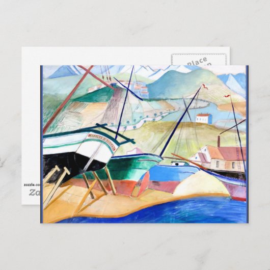 Engstrom - Boote am Strand, norwegisches Thema Postkarte (Vorne/Hinten)