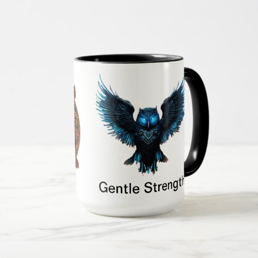 Enigma Ascendant: Apollyon Sigil Owl Weiße Tasse (VorderseiteRechts)