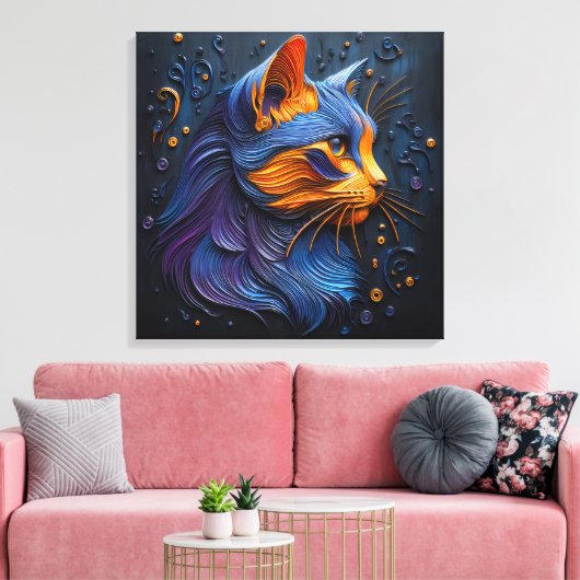 Enigmatic Feline Glance - AI kreiert Leinwanddruck (Insitu (Wohnzimmer))