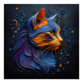 Enigmatic Feline Glance - AI kreiert Poster