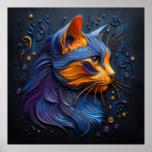 Enigmatic Feline Glance - AI kreiert Poster