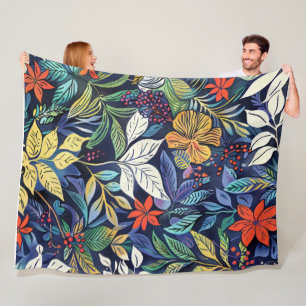 Enigmatic Flora: Einzigartiges Muster für dunkle b Fleecedecke