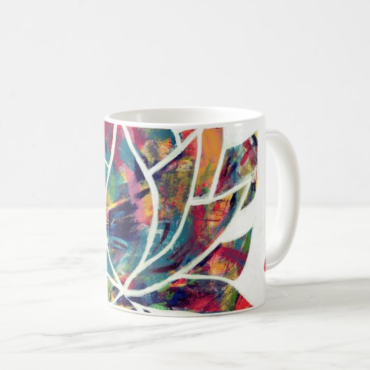Enigmatic Oriental Lotus Blume Original Abstrakt Kaffeetasse (VorderseiteRechts)