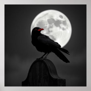 Enigmatic Raven & Full Moon - Mystische Kohle Ar Poster