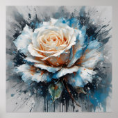 Enigmatic White Blue Rose Poster (Vorne)