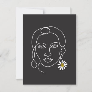 Enigmatic Woman - Line Art Design Postkarte
