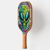 Enigmatisch extraterrestrik: Kopf grüner Alien Pickleball Schläger (Links)