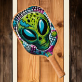 Enigmatisch extraterrestrik: Kopf grüner Alien Pickleball Schläger