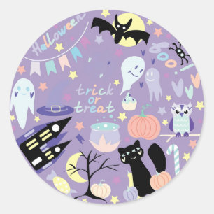 Enigmatische Embrase: Lila Halloween-Kreis Runder Aufkleber