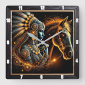 Enigmatischer Bond zwischen einem Krieger und eine Quadratische Wanduhr (Vorderseite)