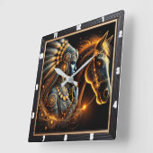 Enigmatischer Bond zwischen einem Krieger und eine Quadratische Wanduhr (Winkel)