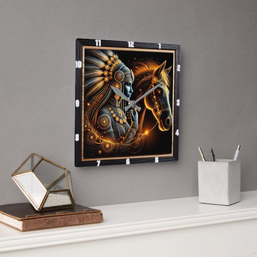 Enigmatischer Bond zwischen einem Krieger und eine Quadratische Wanduhr (Büro)