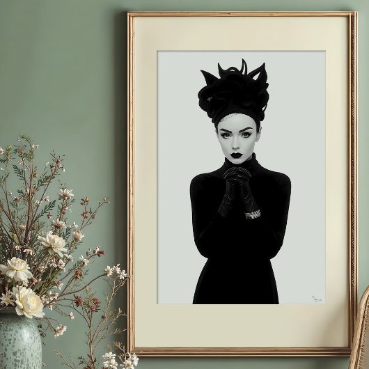 Enigmatischer Glamour: Monochrome Modefotos Poster