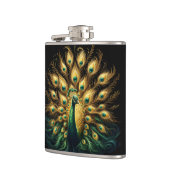 Enigmatischer Pfau in Verdant Plumage Flachmann (Links)