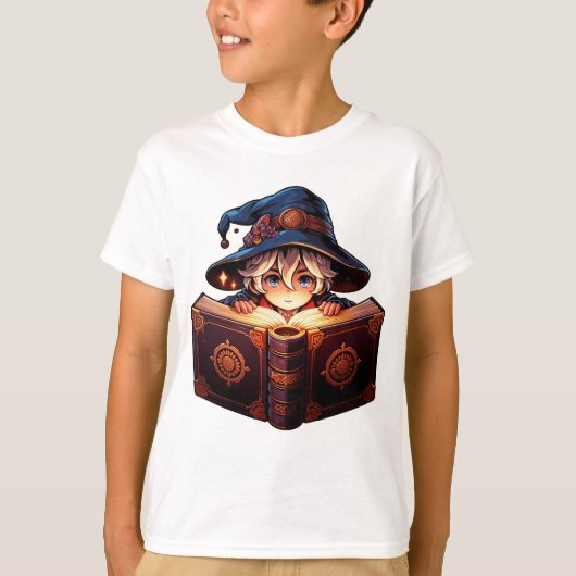 "Enigmatischer Spellcaster mit Grimoire" T-Shirt (Vorderseite)