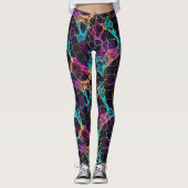 Enigmatisches Neon Filament Web Design Leggings (Vorderseite)