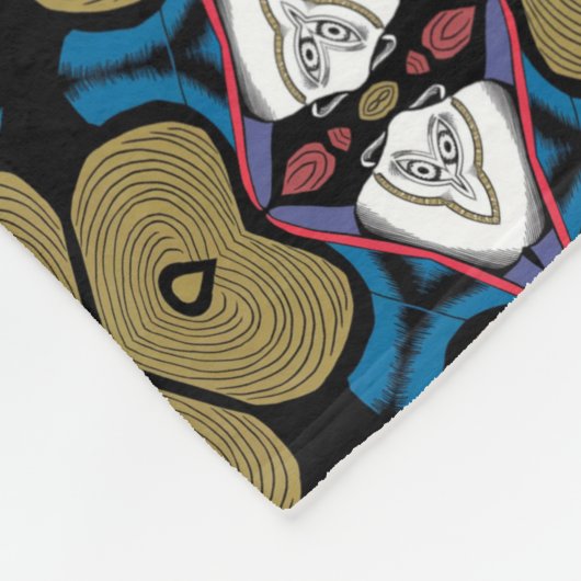 Enigmatisches Owl- und Herzmuster Fleecedecke (Ecke)