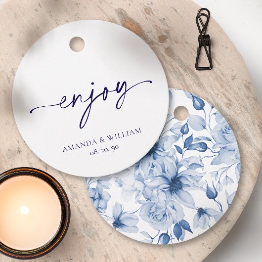 Enjoy Favor Tag - White & Navy Geschenkanhänger
