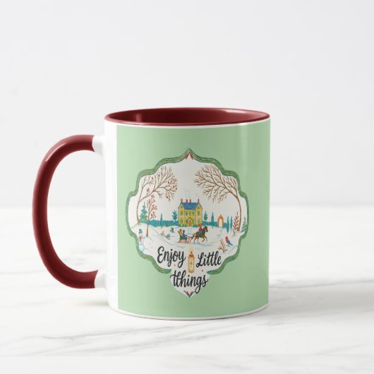 Enjoy Little Things | Cozy Winter Scene Mug Tasse (Links)