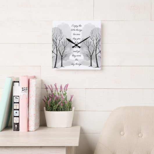 Enjoy Little Things Inspirational Life Quote Quadratische Wanduhr (Lesesaal)
