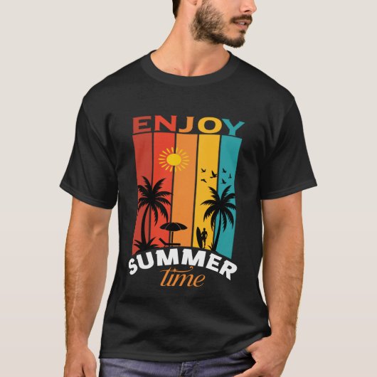 Enjoy Summer Time Retro Beach Tee (Vorderseite)