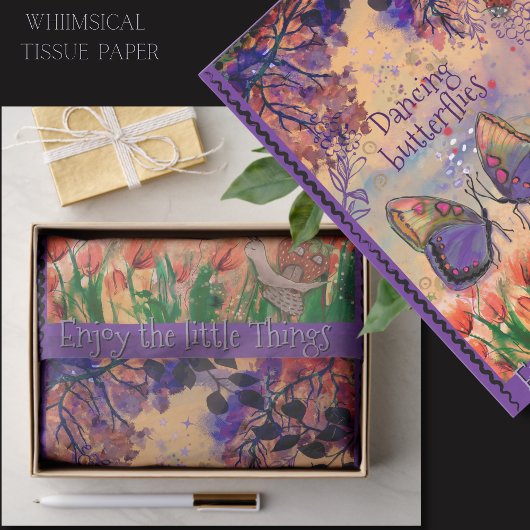Enjoy the Little Things Butterfly Whimsical Seidenpapier
