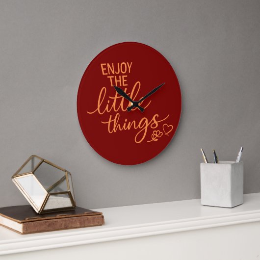 Enjoy The Little Things Gratitude Positivity Quote Große Wanduhr (Büro)
