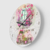 Enjoy The Ride Watercolor Bicycle With Flowers Große Wanduhr (Winkel)