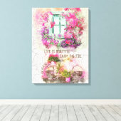 Enjoy The Ride Watercolor Bicycle With Flowers Leinwanddruck (Insitu (Holzboden))