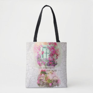 Enjoy The Ride Watercolor Bicycle With Flowers Tasche