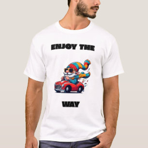 Enjoy the Way - Cheerful Goblin in a Vintage Car T-Shirt