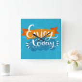 Enjoy Today Quadratische Wanduhr (Zuhause)