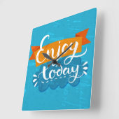 Enjoy Today Quadratische Wanduhr (Winkel)