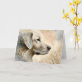 Enkaustischer Paint Portait eines Golden Retriever Karte (Gelbe Blume)