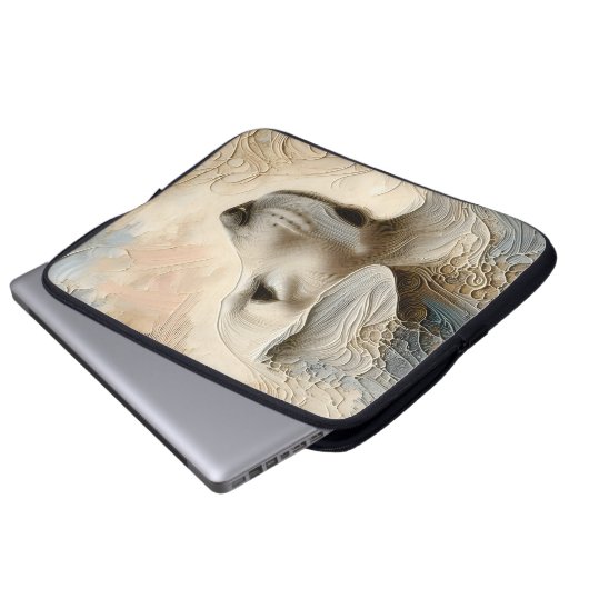 Enkaustischer Paint Portait eines Golden Retriever Laptopschutzhülle (Vorne Knopf)