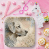 Enkaustischer Paint Portait eines Golden Retriever Pappteller (Party)