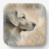Enkaustischer Paint Portait eines Golden Retriever Pappteller (Vorderseite)