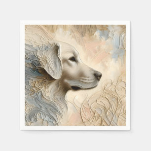Enkaustischer Paint Portait eines Golden Retriever Serviette