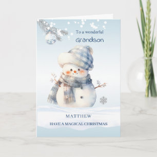 Enkel Blau Weihnachtsmann Feiertagskarte
