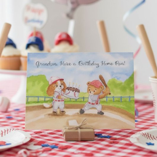 Enkel Geburtstag Baseball Bär & CKCS Karte